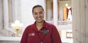 RIC History student Aisha Pierre at RIC State House